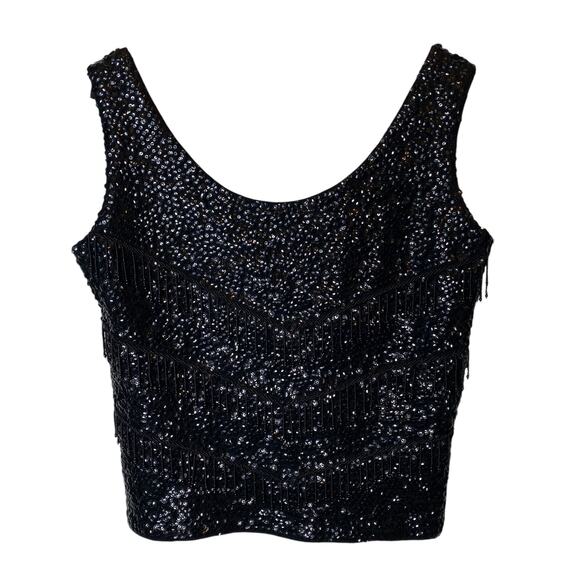 Vintage Hand Full Fashioned Sleeveless Beaded Sequin Top - Picture 3 of 6